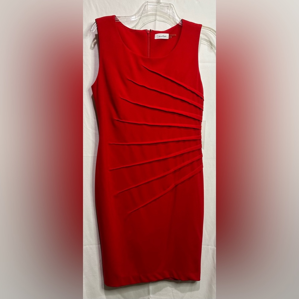 Calvin Kline Mid Length Dress- Size 8- NEW- Non Smoking Home- RED